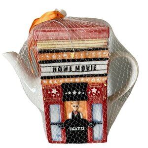 Collectible Teapot Home Movie Theater and Popcorn Design NEW